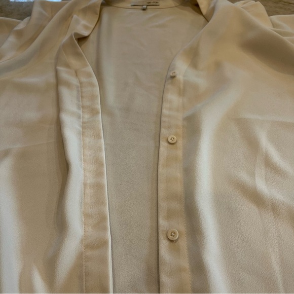 Oak + Fort | V-Neck Shift Midi Shirtdress | Milky Cream | Size Small - Picture 11 of 14